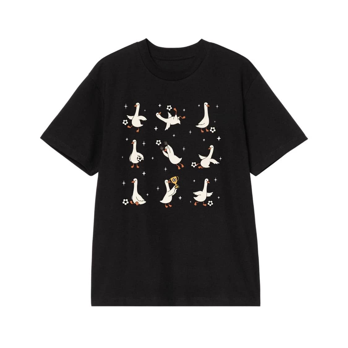 Cute Cartoon Geese Playing Soccer T-Shirt