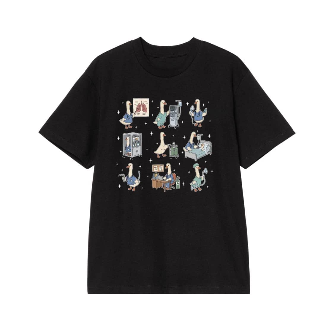 Funny Respiratory Therapist Goose Nurse Life Cartoon T-Shirt