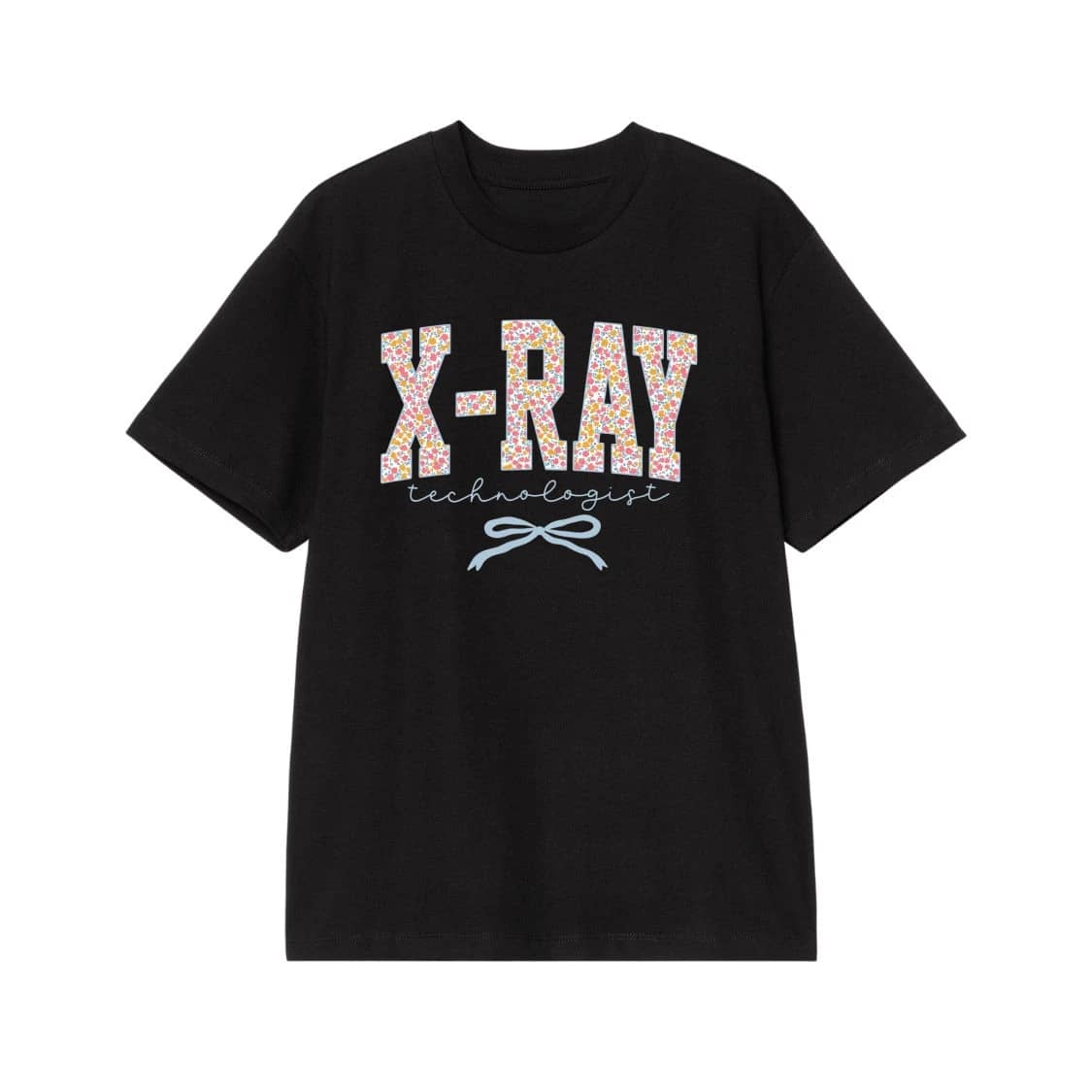 X-Ray Technologist Floral Collegiate Font T-Shirt