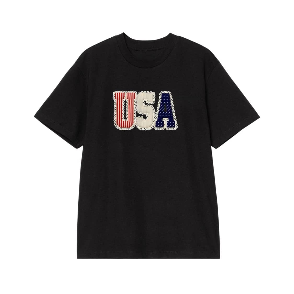 Usa Patriotic Stars And Stripes Applique T-Shirt