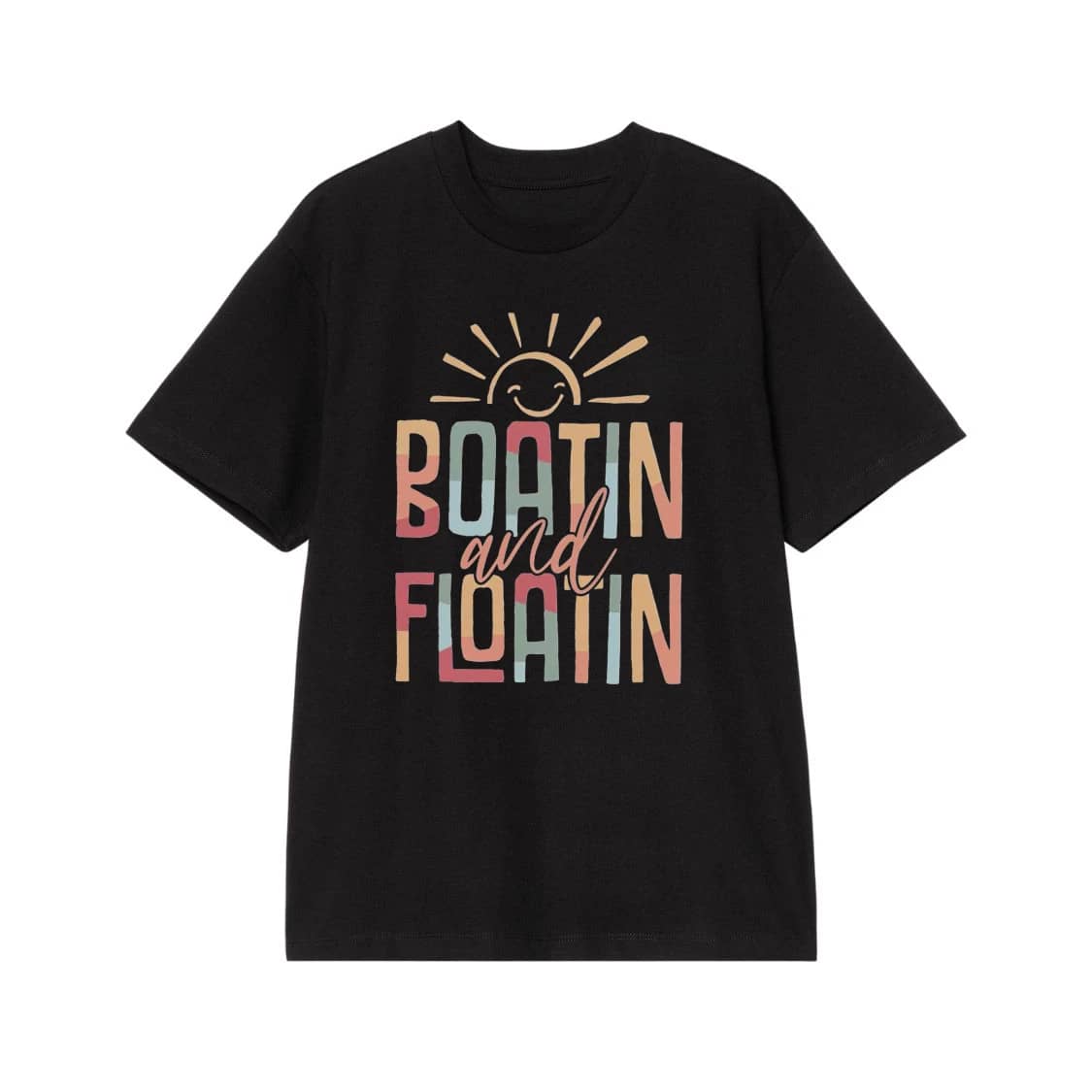 Boatin And Floatin Summer Vacation T-Shirt With Smiling Sun
