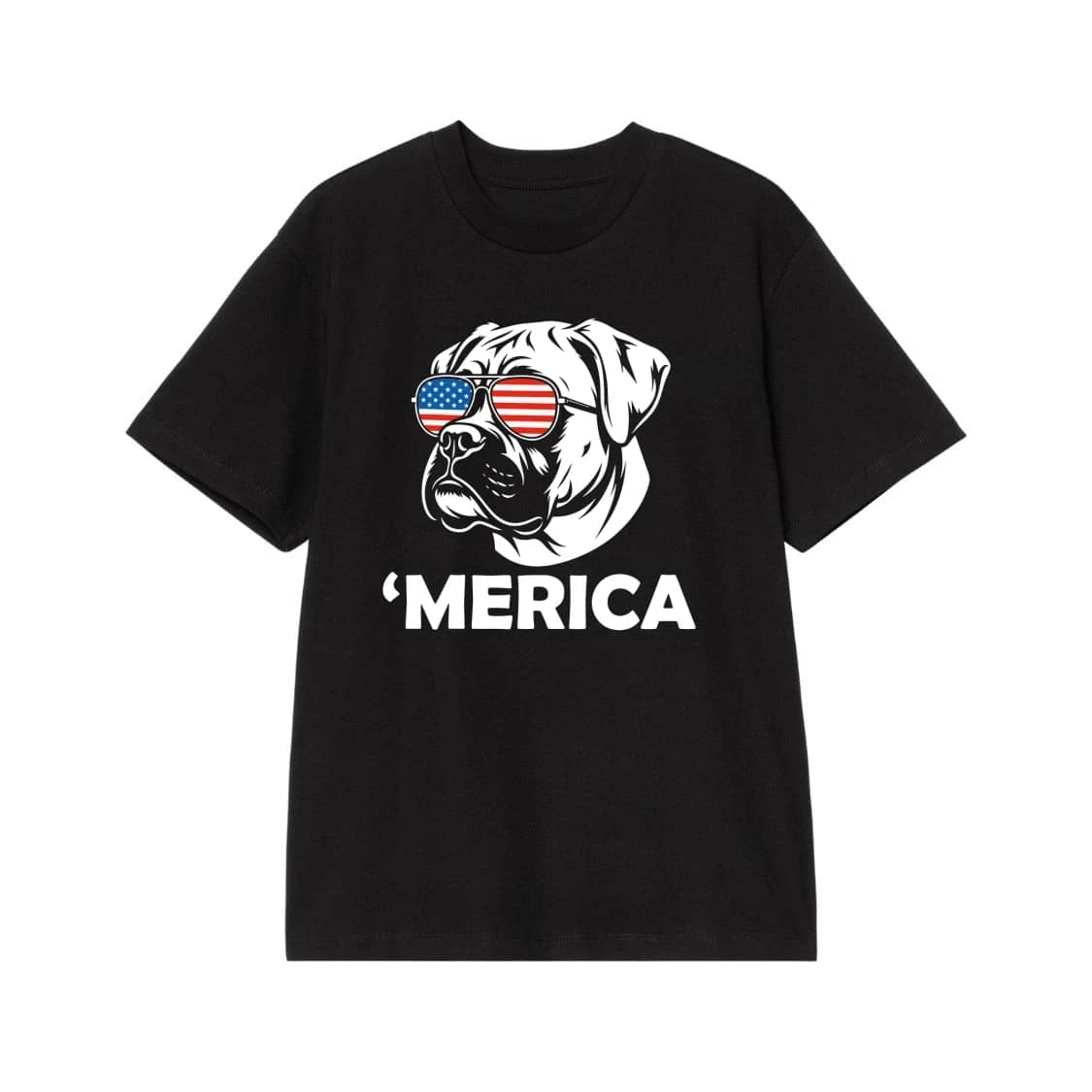 Patriotic Rottweiler Dog Wearing American Flag Sunglasses 'Merica