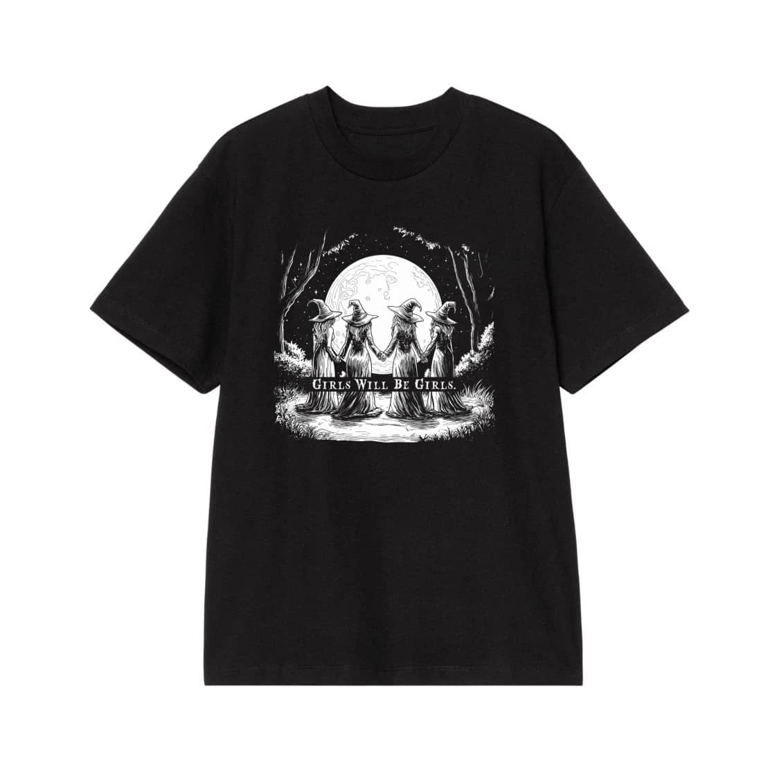 Girls Will Be Girls Witch Coven Under The Full Moon T-Shirt