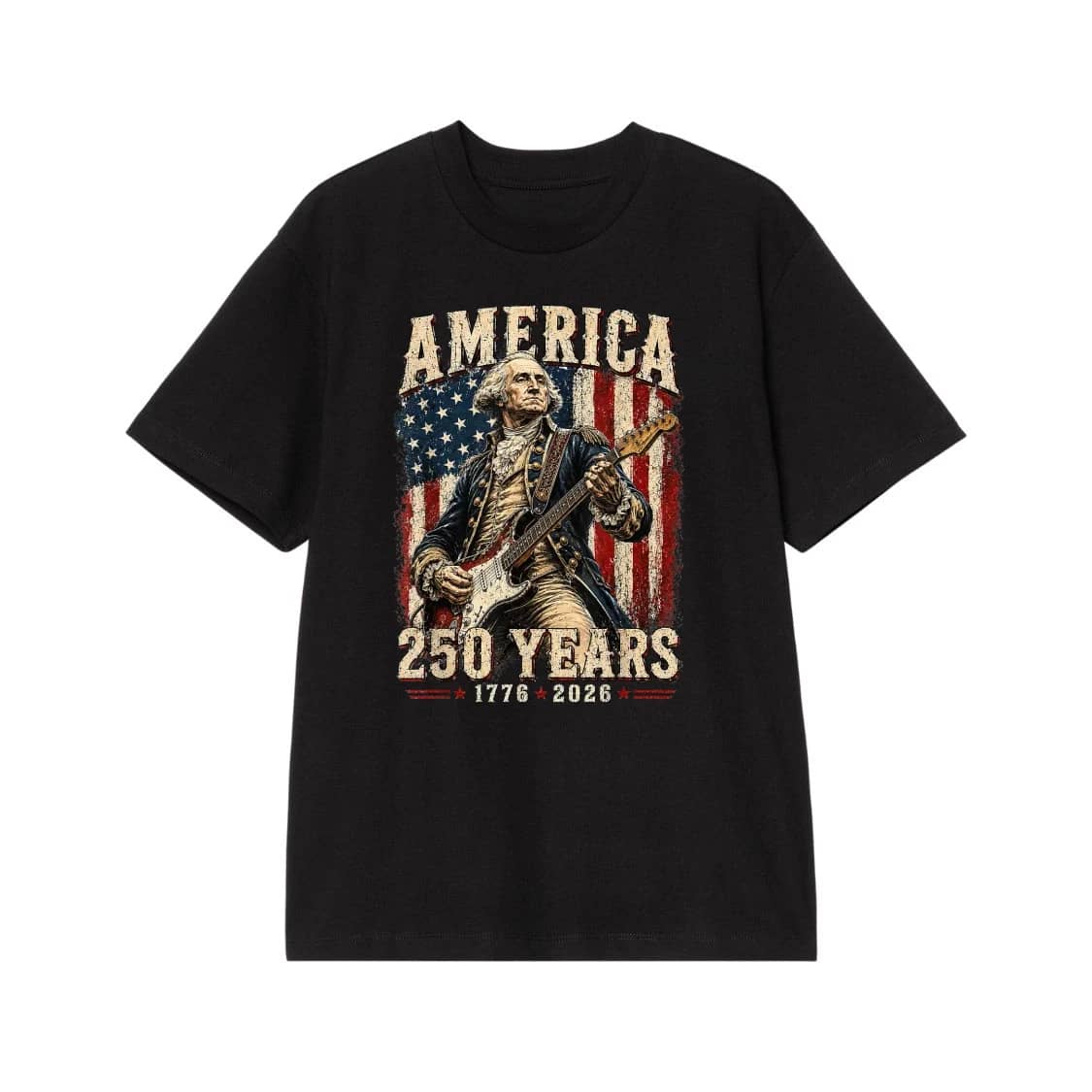 George Washington Playing Electric Guitar America 250 Years 1776-2026 T-Shirt