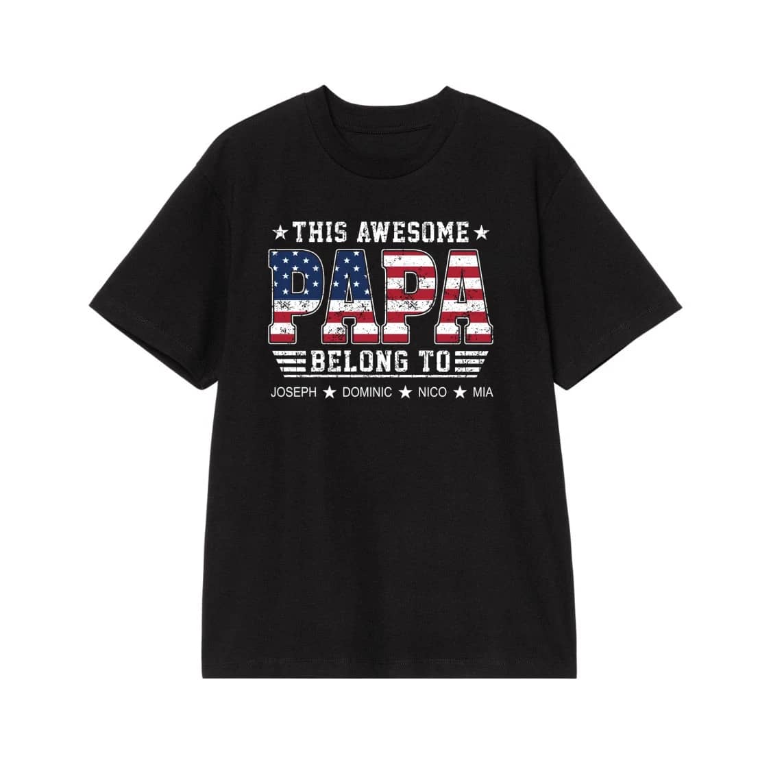 This Awesome Papa Belongs To Personalized American Flag T-Shirt