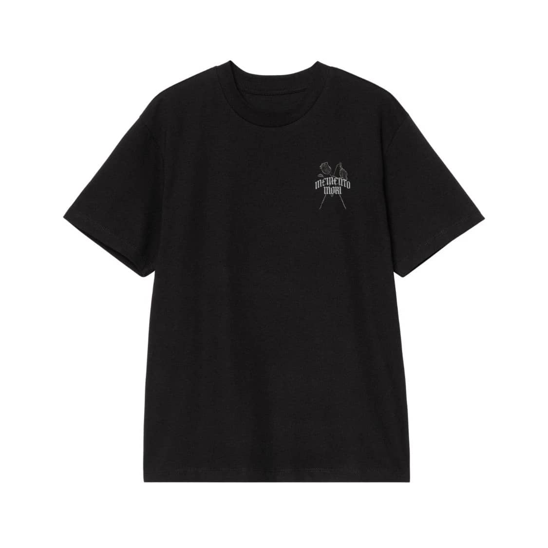 Memento Mori Gothic T-Shirt With Crossed Roses And Moon Phases
