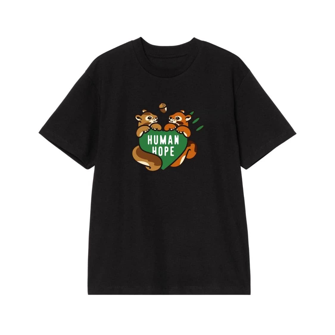 Cute Cartoon Squirrels Holding 'Human Hope' Heart T-Shirt
