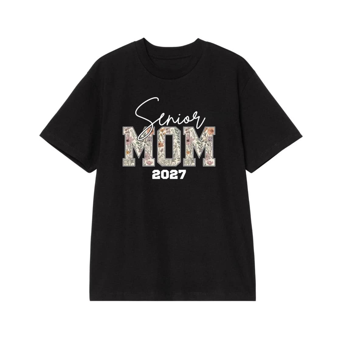 Senior Mom 2027 Floral Lettering Shirt For Class Of 2027