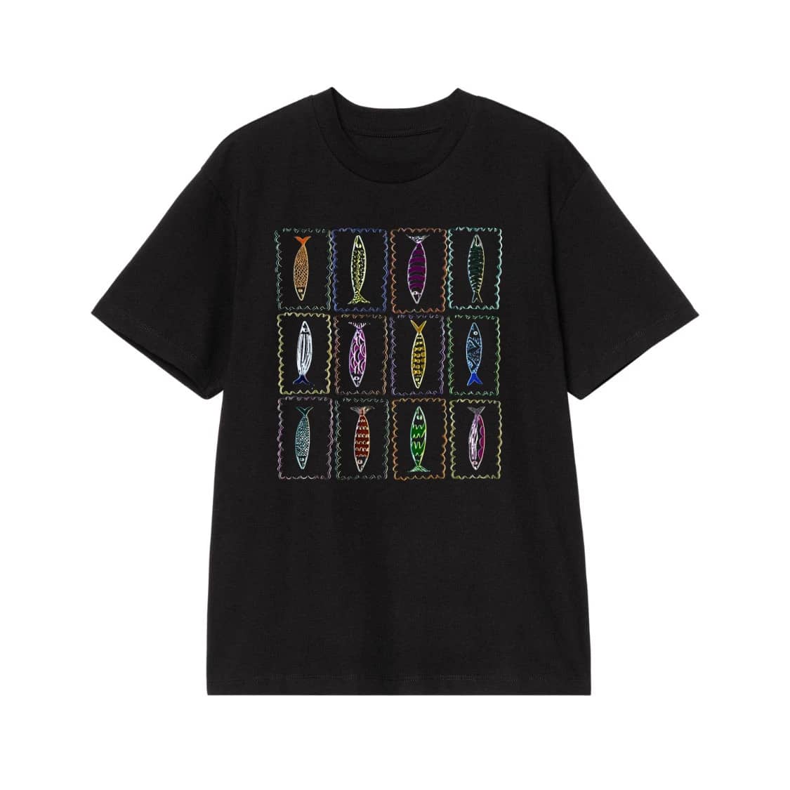 Colorful Fish Stamp Collection Graphic