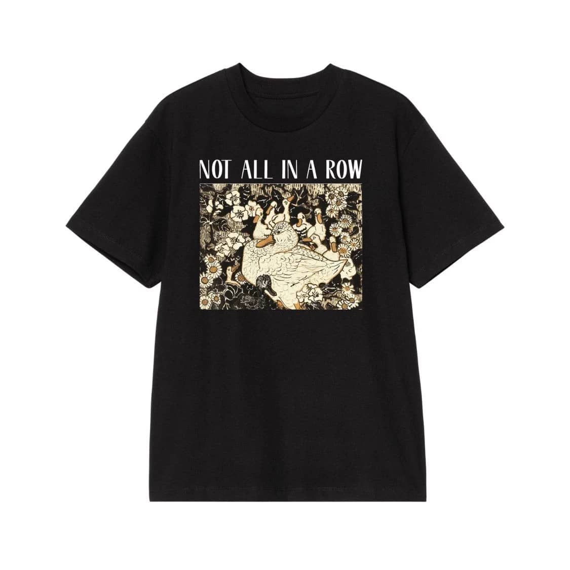 Not All In A Row Mother Duck And Ducklings Vintage Illustration T-Shirt