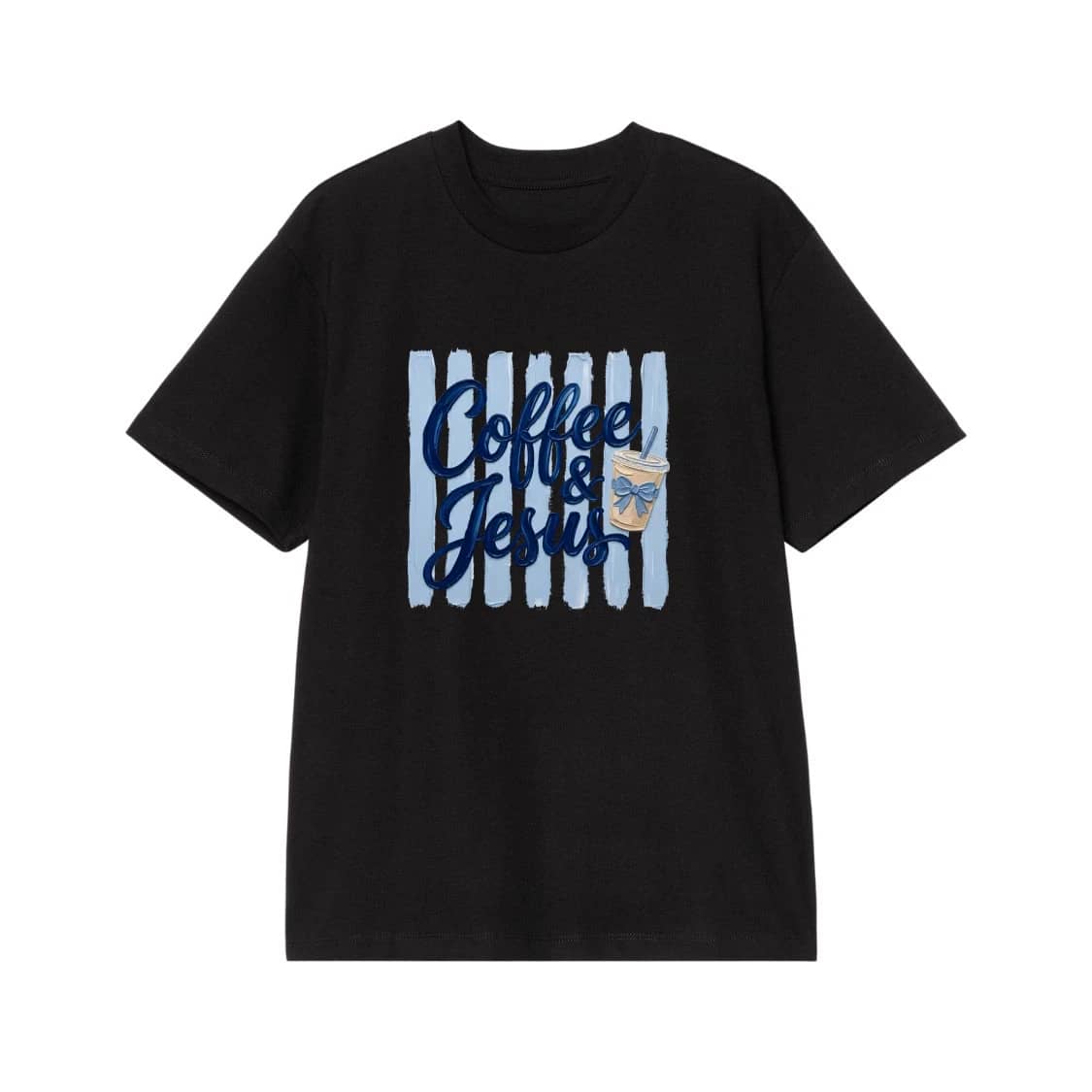 Coffee & Jesus 3d Puff Style Script T-Shirt