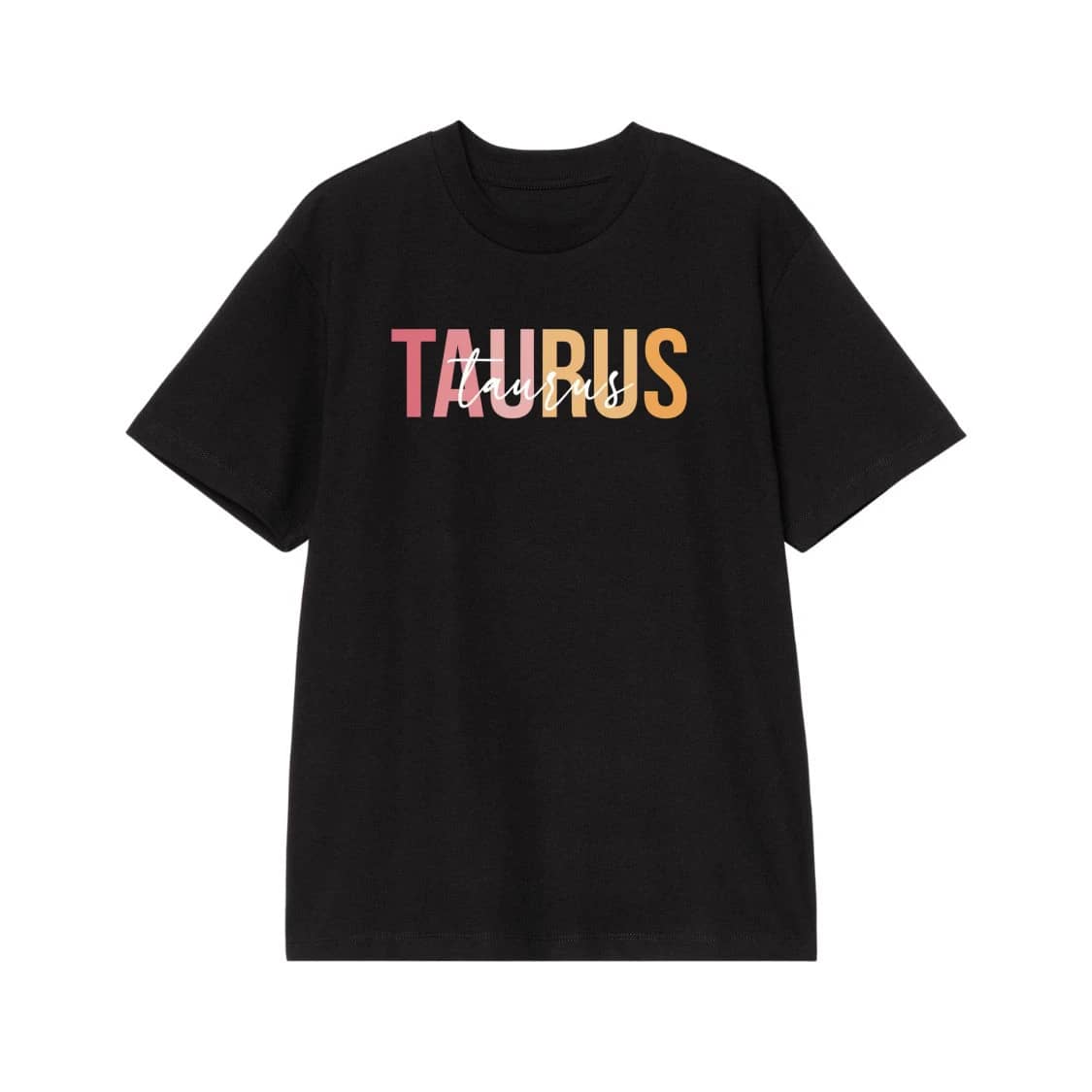 Zodiac Sign Retro Gradient Layered Text T-Shirt