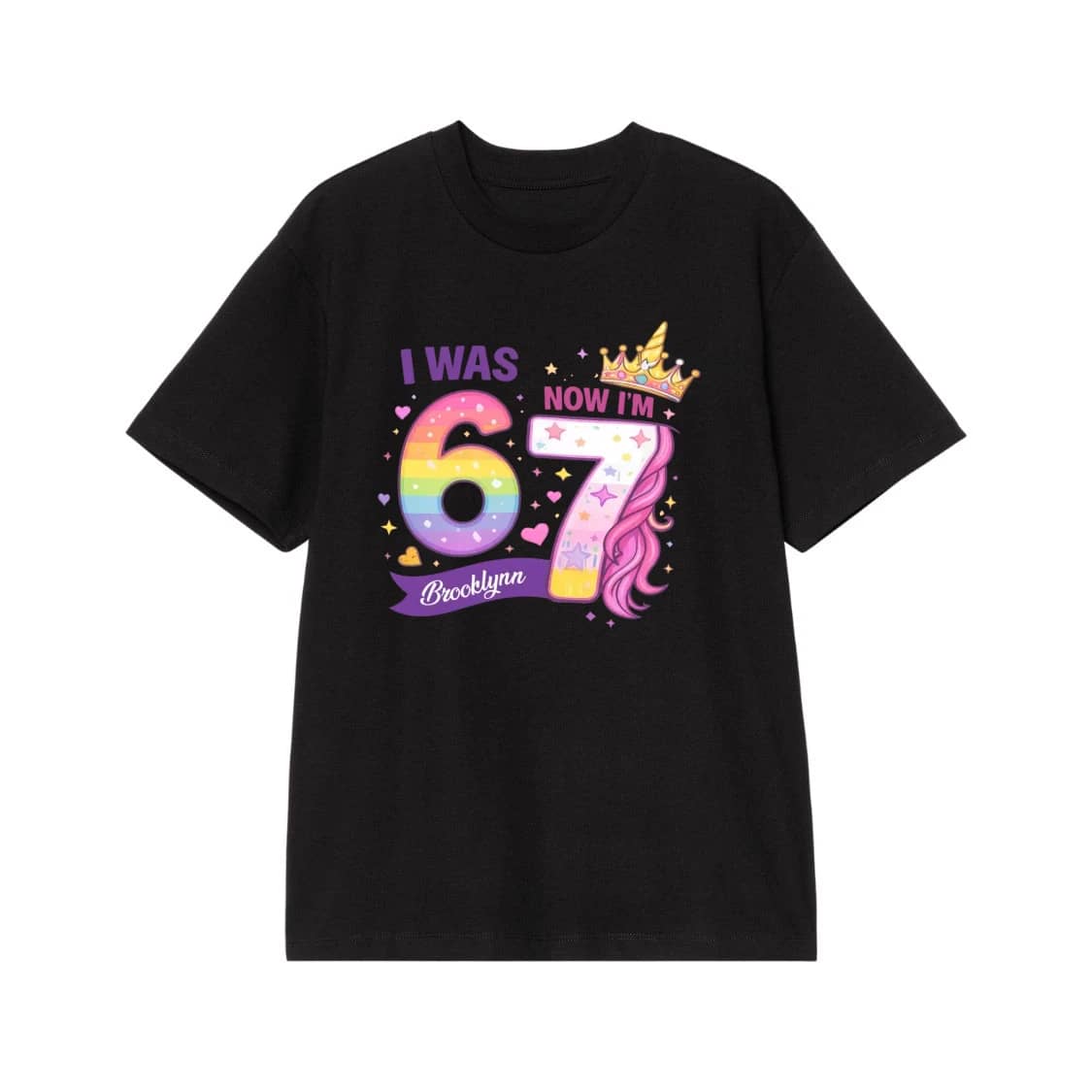 I Was 6 Now I'M 7 Unicorn 7th Birthday Personalized Shirt