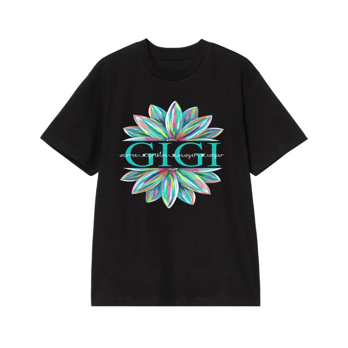 Personalized Mimi Nana Grandma Shirt With Colorful Flower And Grandkids Names