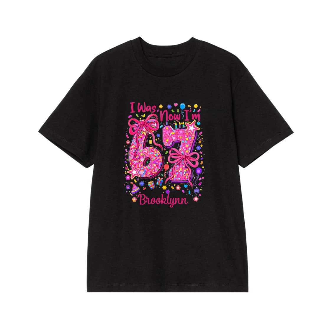 I Was 6 Now I'M 7 Donut Themed 7th Birthday Shirt For Girls