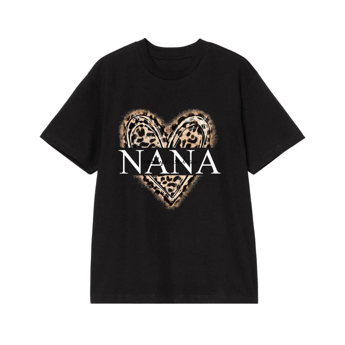 Nana Leopard Print Heart With Glitter