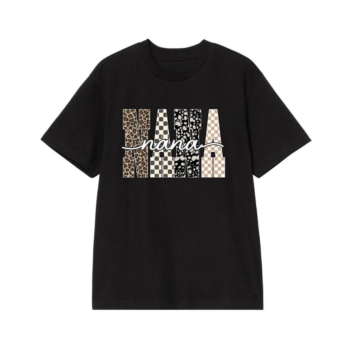 Nana Mixed Pattern Block Letter T-Shirt For Grandmothers