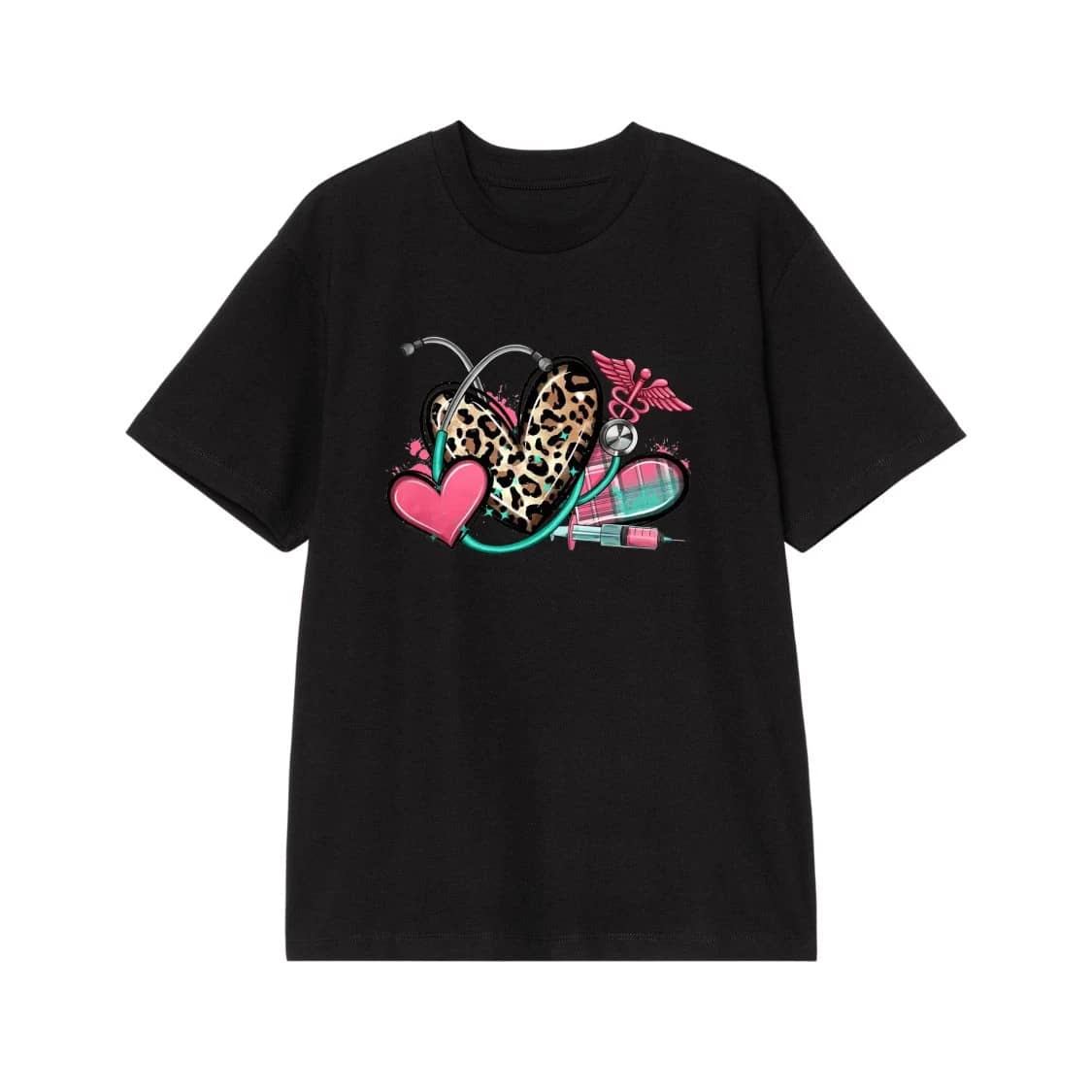 Leopard And Plaid Hearts Stethoscope Nurse Appreciation Design
