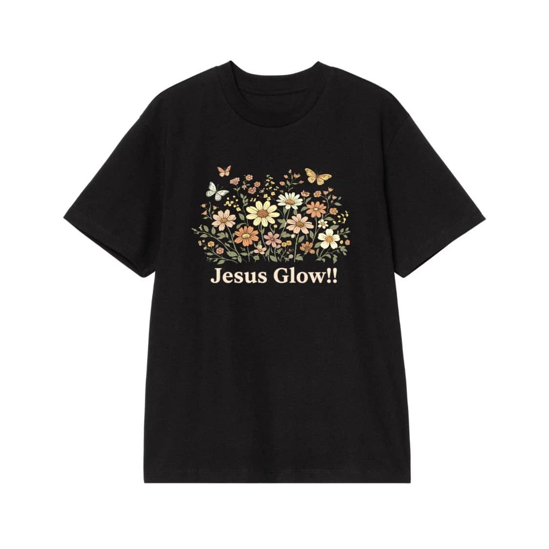 Custom Text Wildflower And Butterfly Botanical T-Shirt
