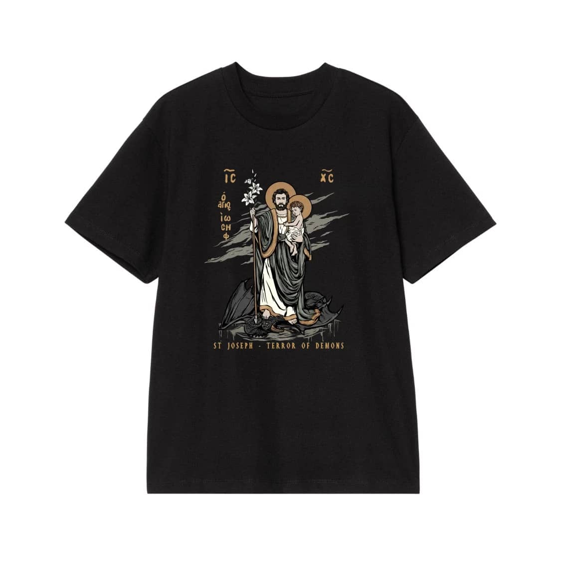 St. Joseph Terror Of Demons Holding Christ Child Religious T-Shirt