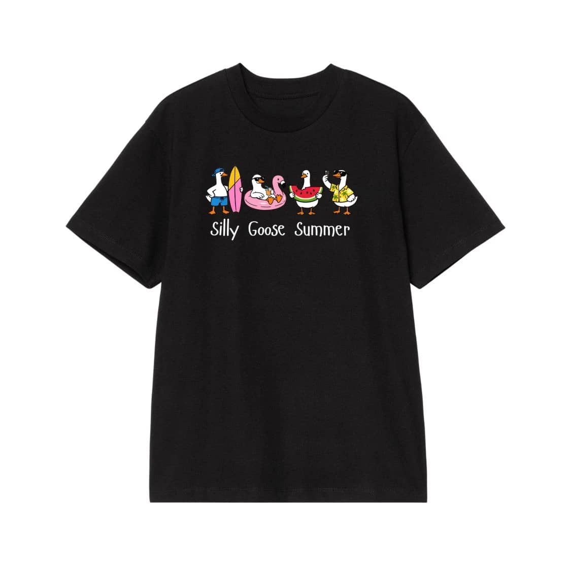 Silly Goose Summer Cartoon Geese On Vacation T-Shirt