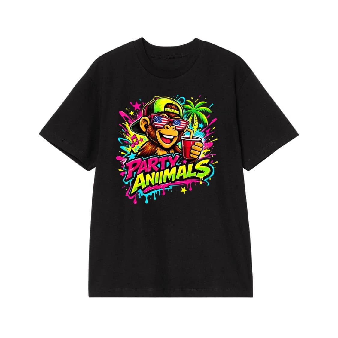 Party Animals Neon Monkey With Usa Flag Sunglasses