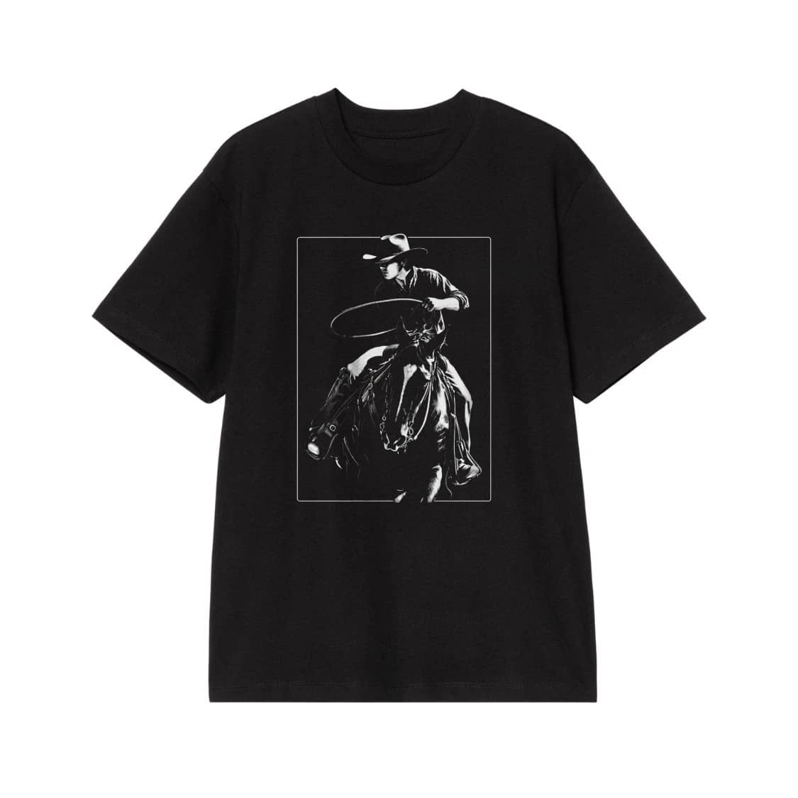 Western Cowboy Roping On Horseback Graphic T-Shirt