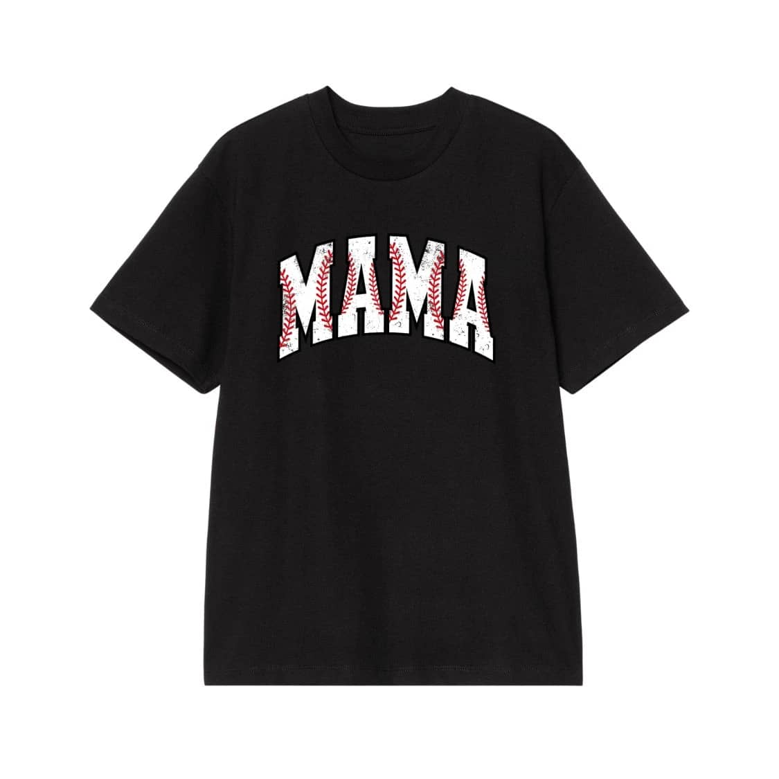 Baseball Mama T-Shirt With Red Stitches Graphic