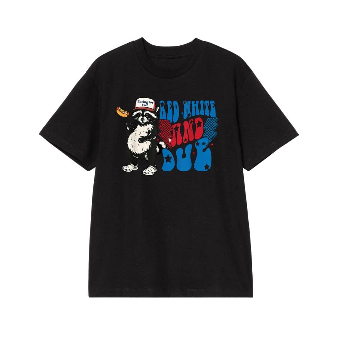 Red White And Due Funny Raccoon Pregnancy Announcement T-Shirt