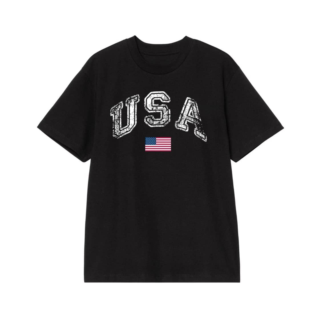 Distressed Usa Athletic Font With American Flag