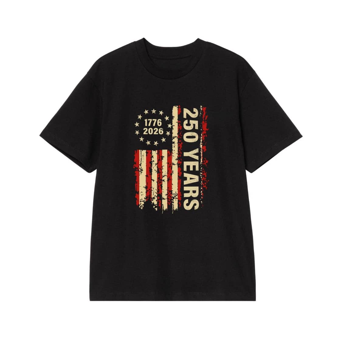 250 Years 1776-2026 Distressed American Flag Patriotic Design