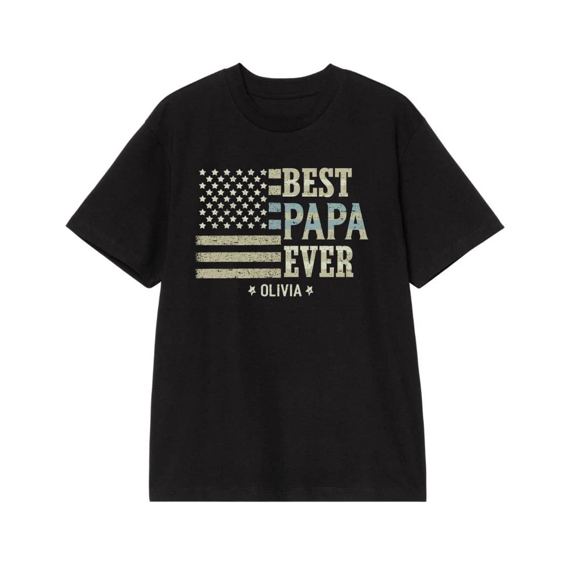 Best Papa Ever Personalized American Flag Shirt With Kids' Names