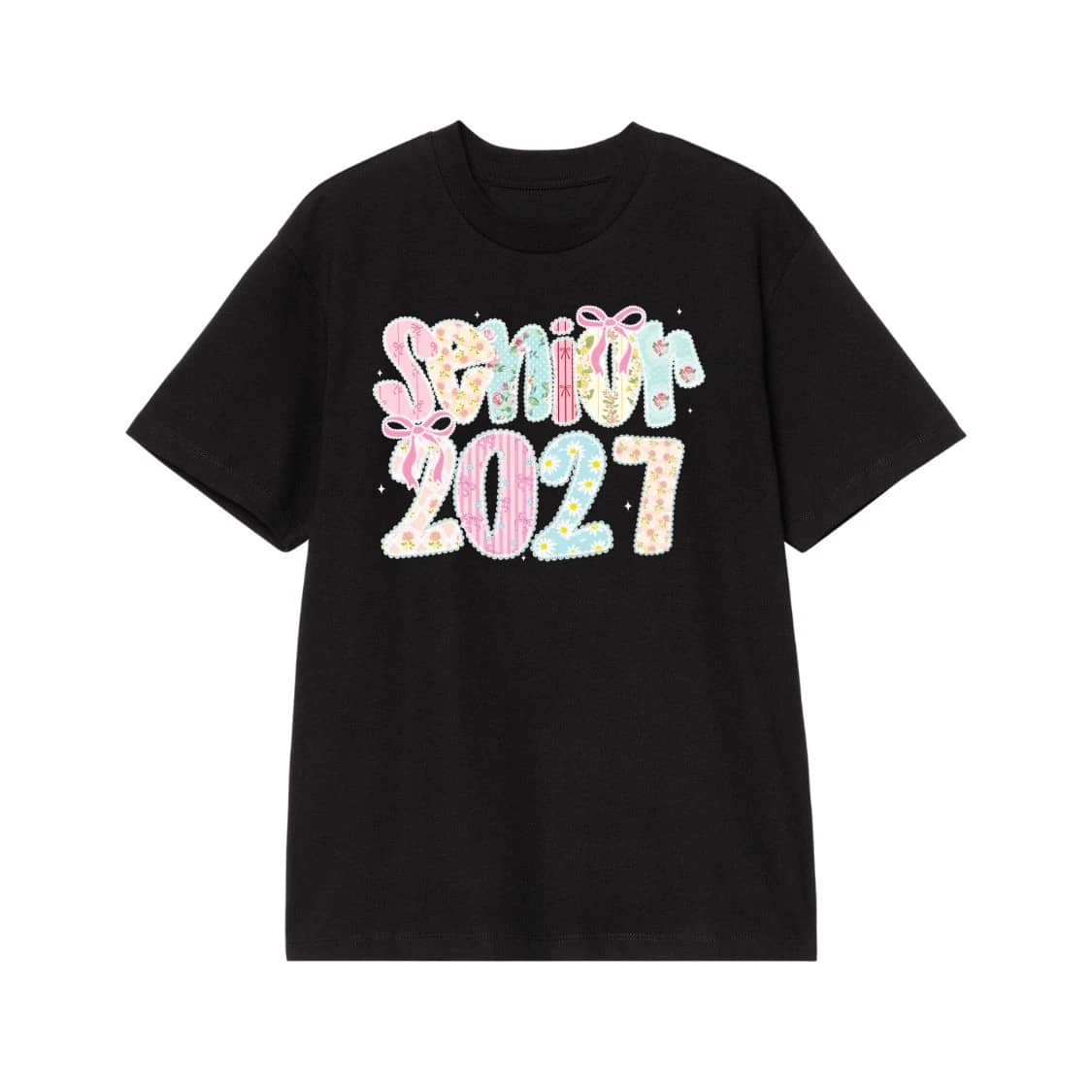 Senior 2027 Floral Patchwork Bows T-Shirt