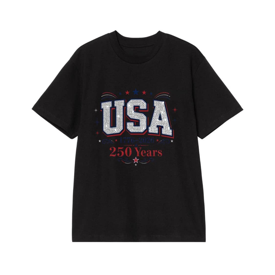 Usa 250 Years Anniversary 1776-2026 Patriotic Bling T-Shirt