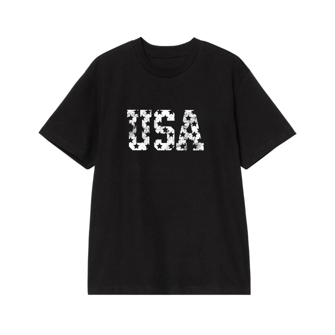 Usa Distressed Stars Block Lettering Patriotic T-Shirt