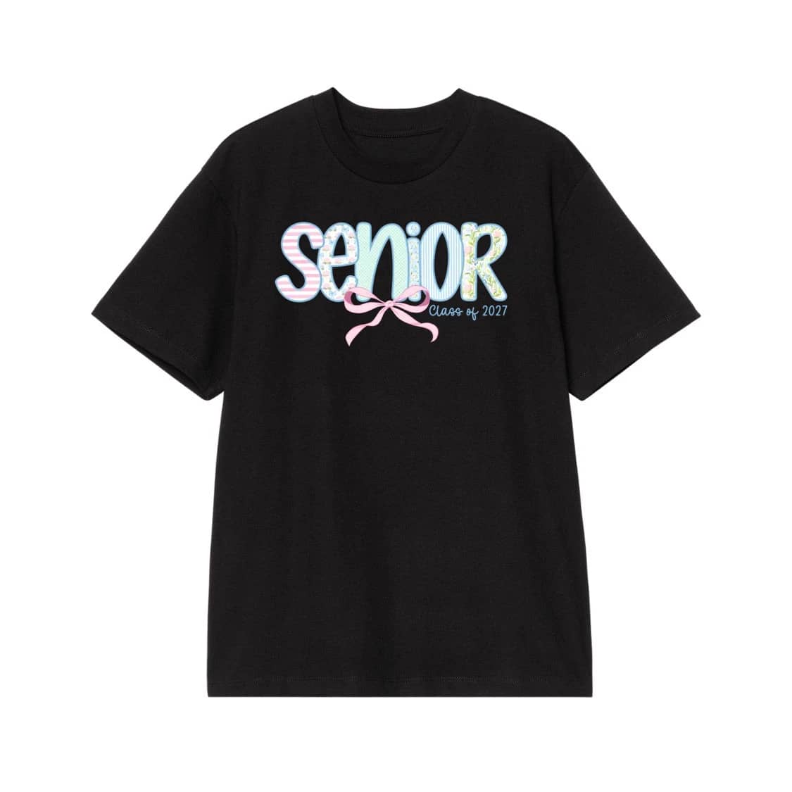 Senior Class Of 2027 T-Shirt With Pastel Floral And Bow Design