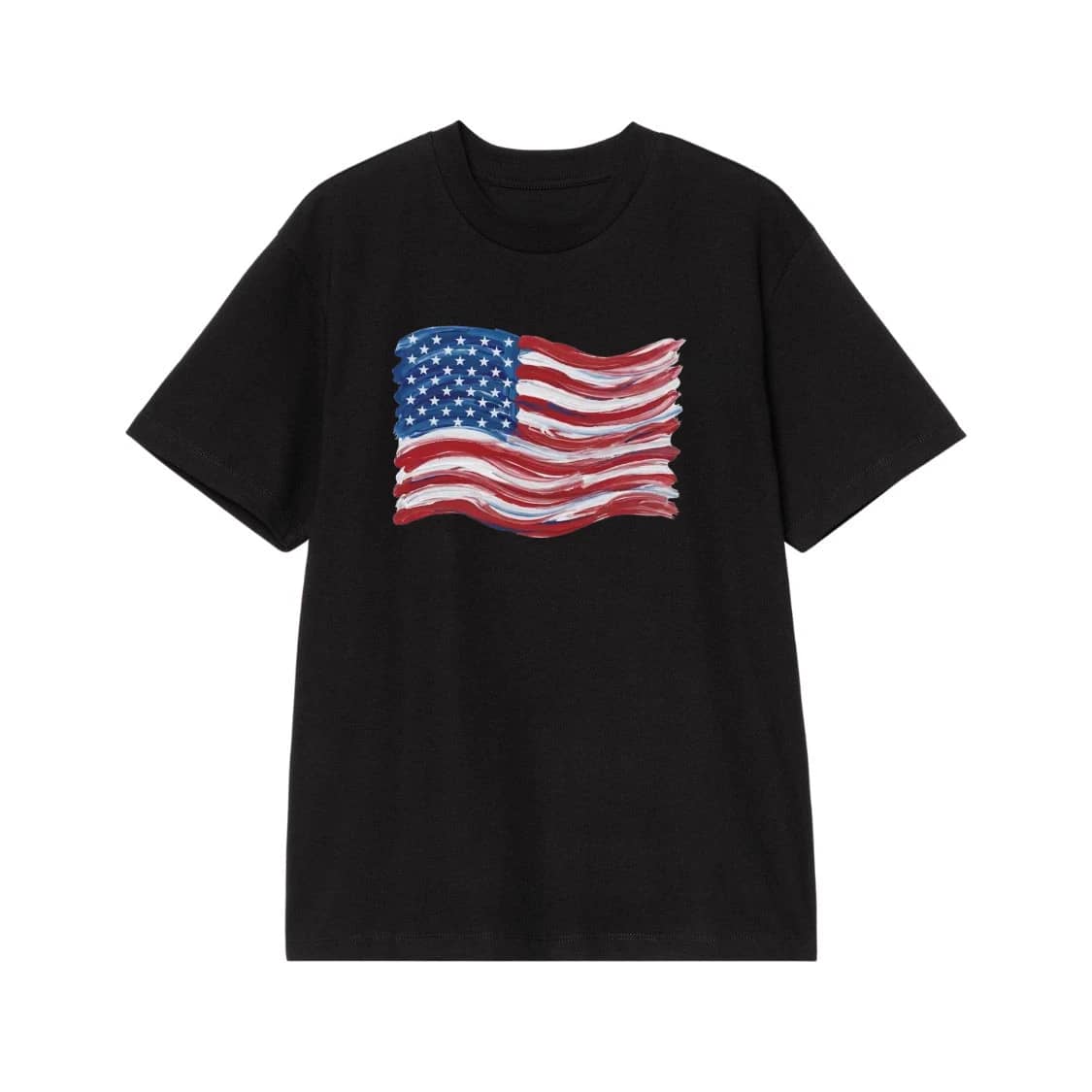 Painted Brushstroke Waving American Flag