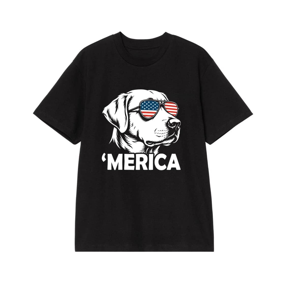 'Merica Patriotic Labrador Dog With American Flag Sunglasses