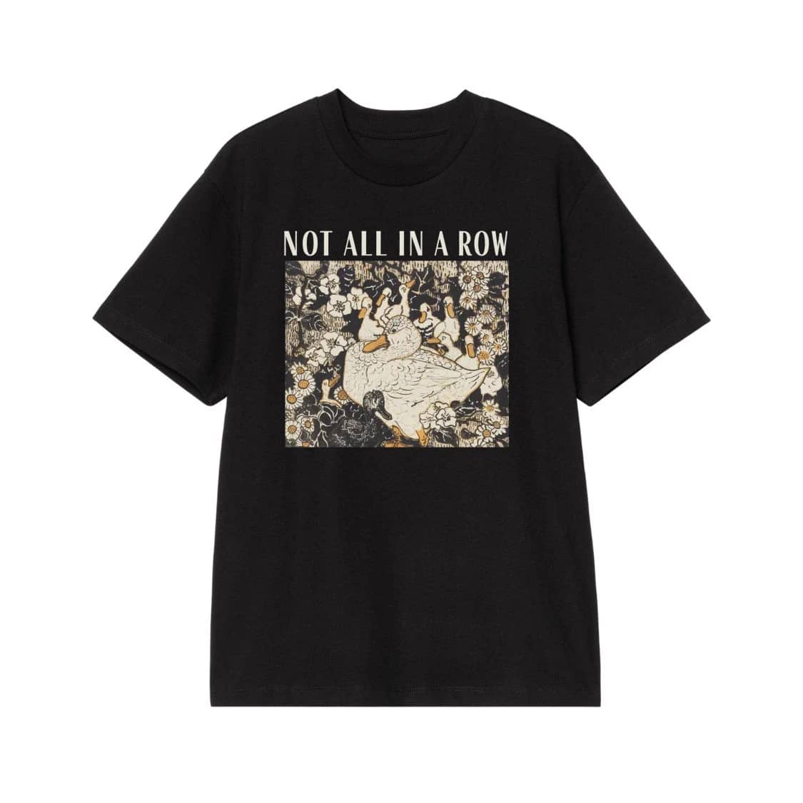 Not All In A Row Duck And Ducklings Vintage Illustration T-Shirt
