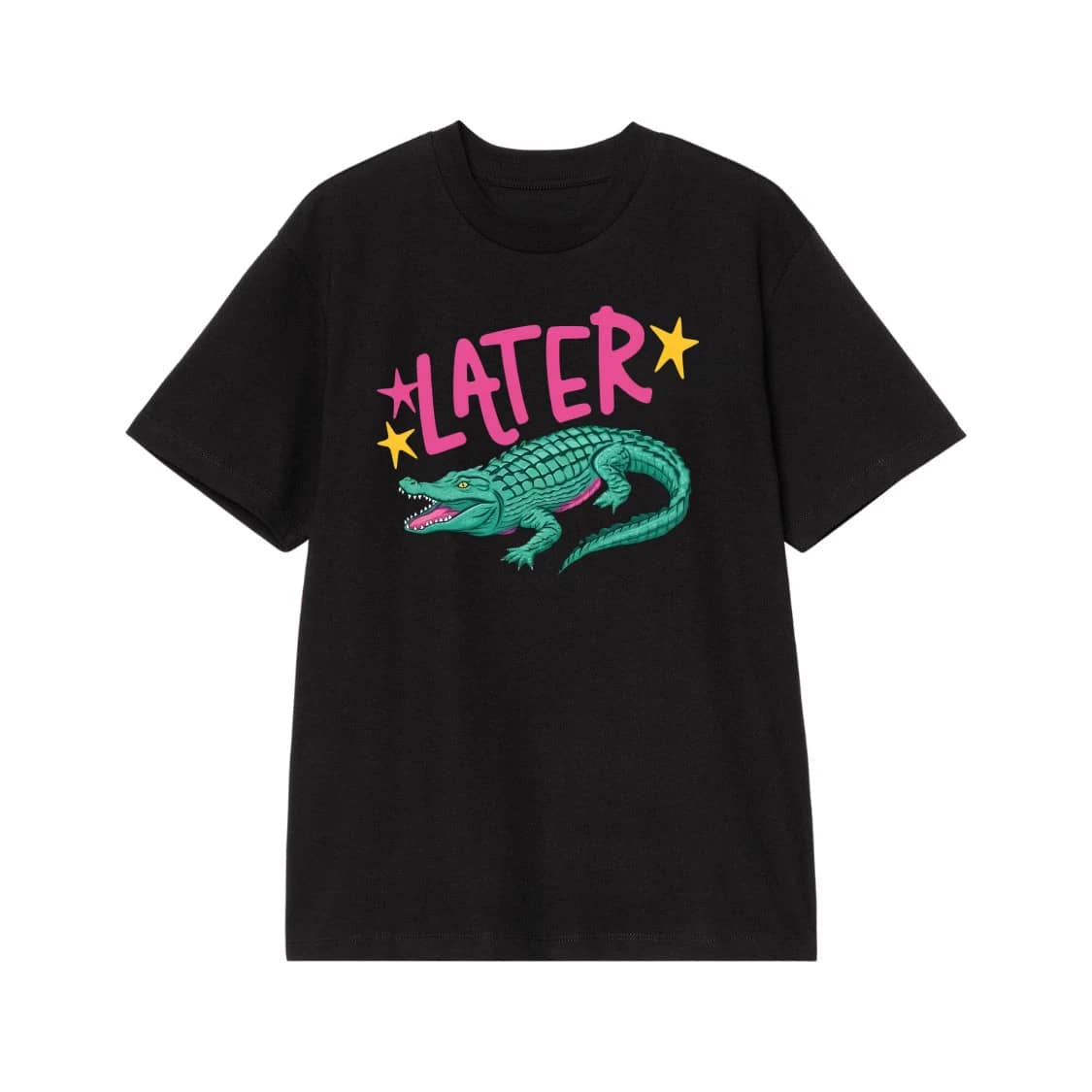 Later Gator After While Crocodile Funny Pun T-Shirt With Front And Back Print