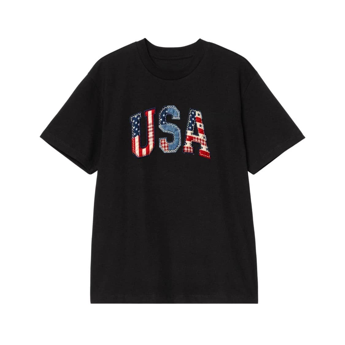 Usa Patchwork Letters Patriotic T-Shirt