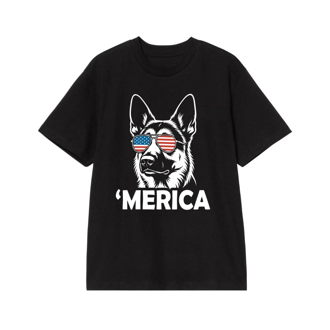 'Merica German Shepherd With American Flag Sunglasses