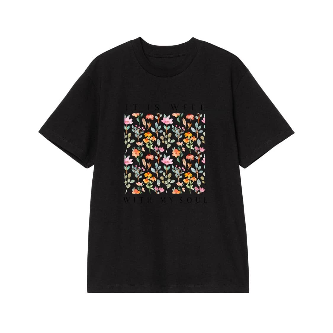 It Is Well With My Soul Watercolor Floral T-Shirt
