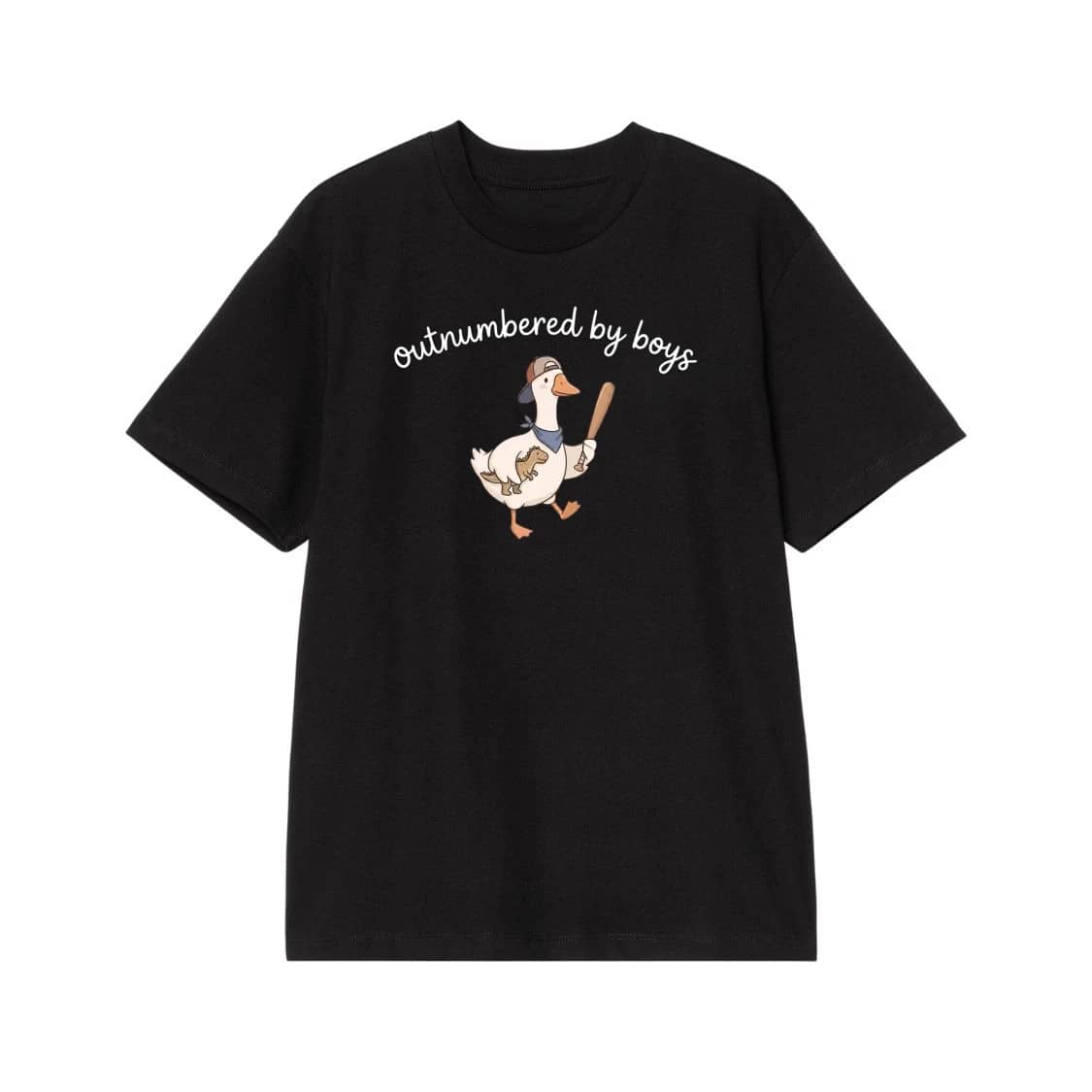 Outnumbered By Boys Duck With Baseball Bat T-Shirt