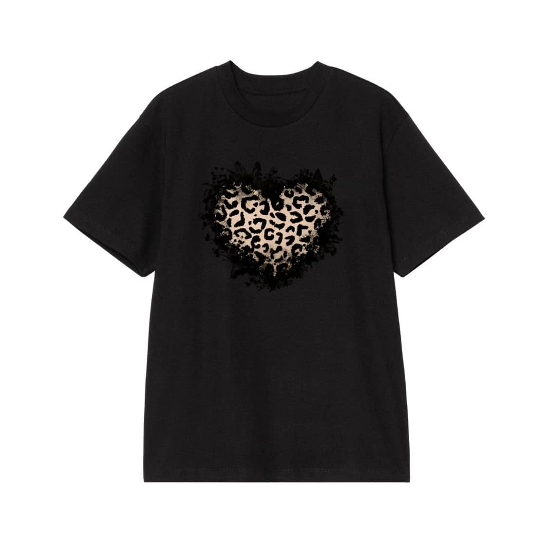 Leopard Print Heart With Distressed Butterfly Border