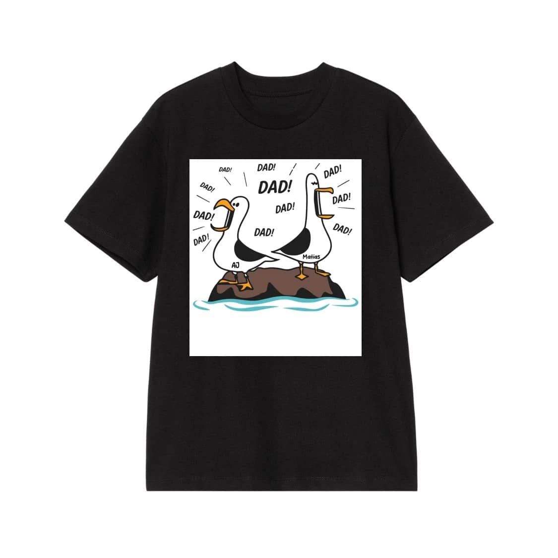 Funny Seagulls Screaming Dad T-Shirt With Custom Names