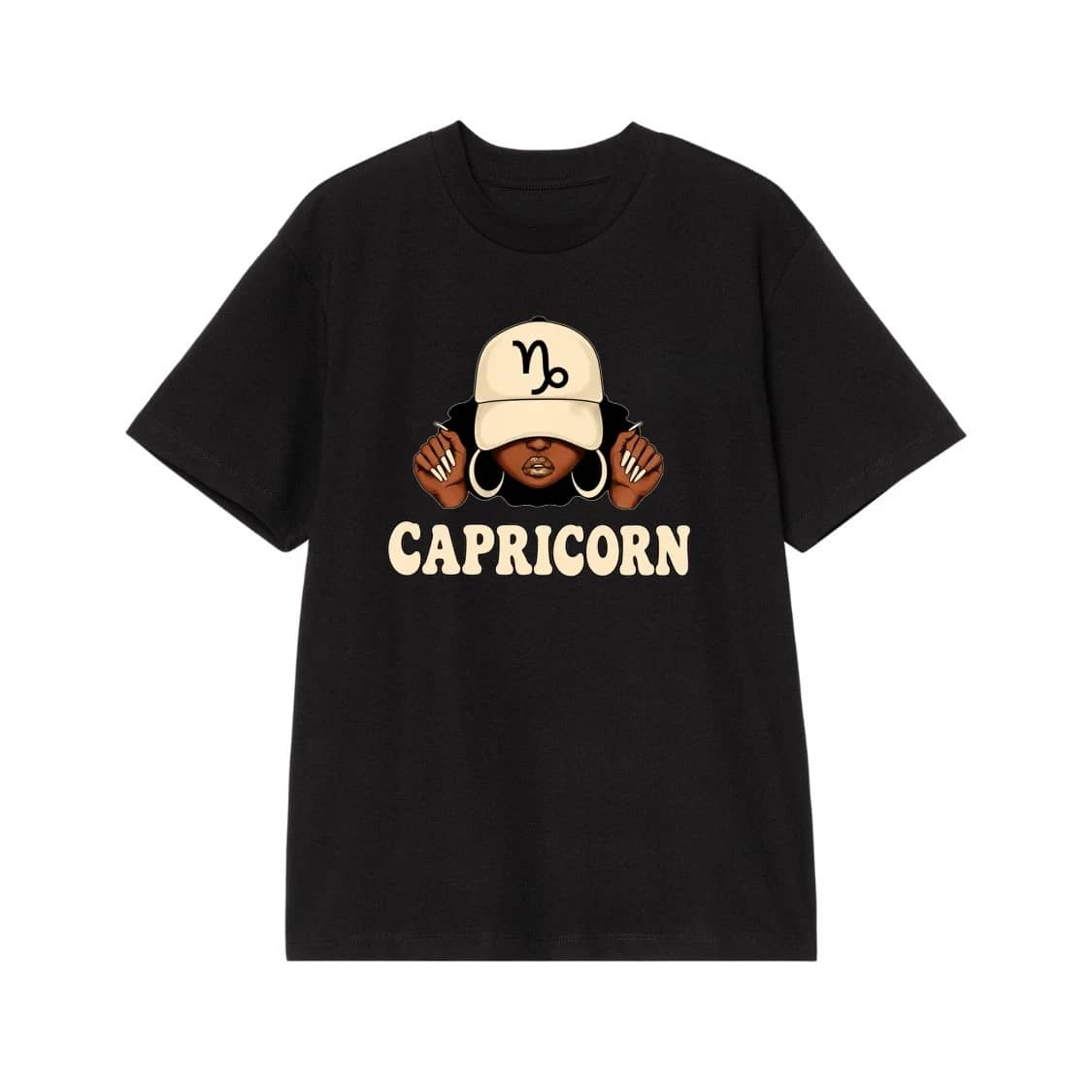 Zodiac Sign Black Woman With Baseball Cap Astrology T-Shirt
