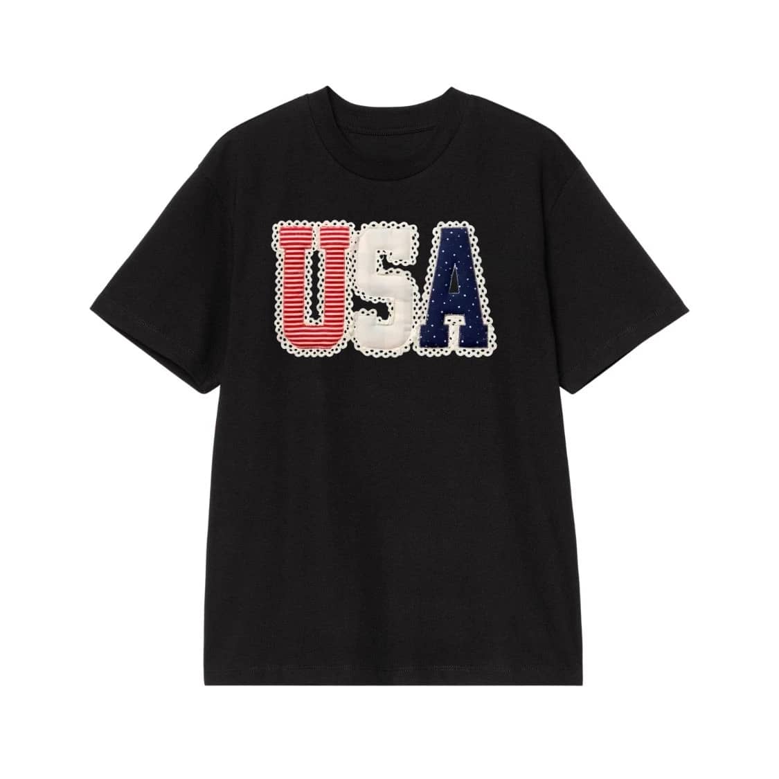 Patriotic Usa Applique Patchwork T-Shirt