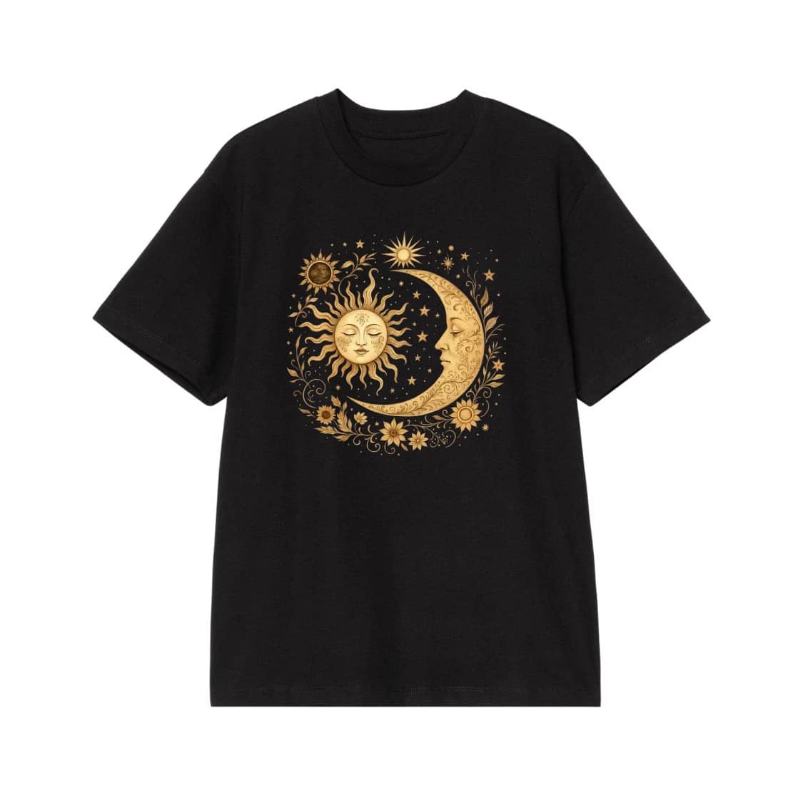 Vintage Celestial Sun And Moon Floral Graphic