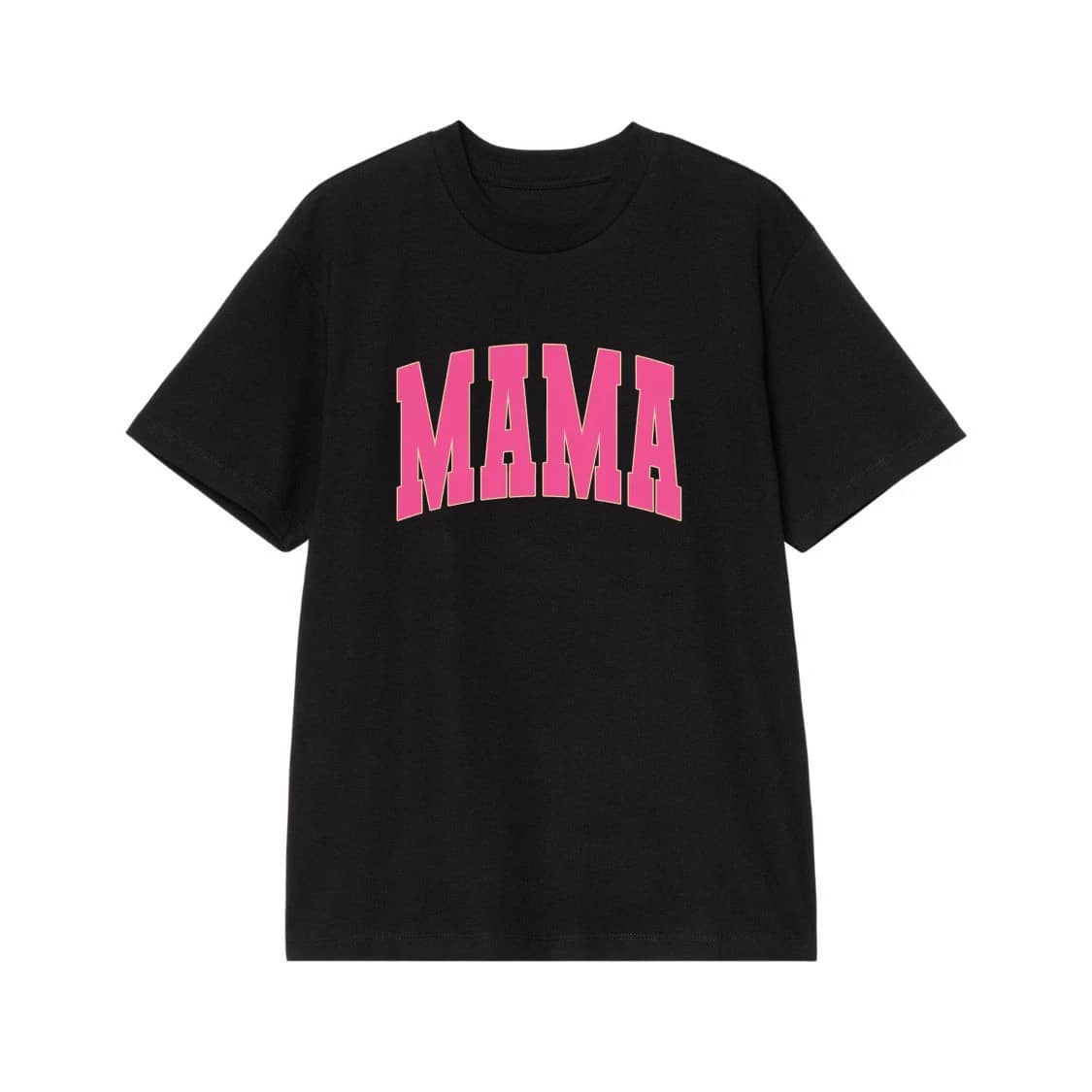 Mama Arched Neon Pink Text On Camo T-Shirt